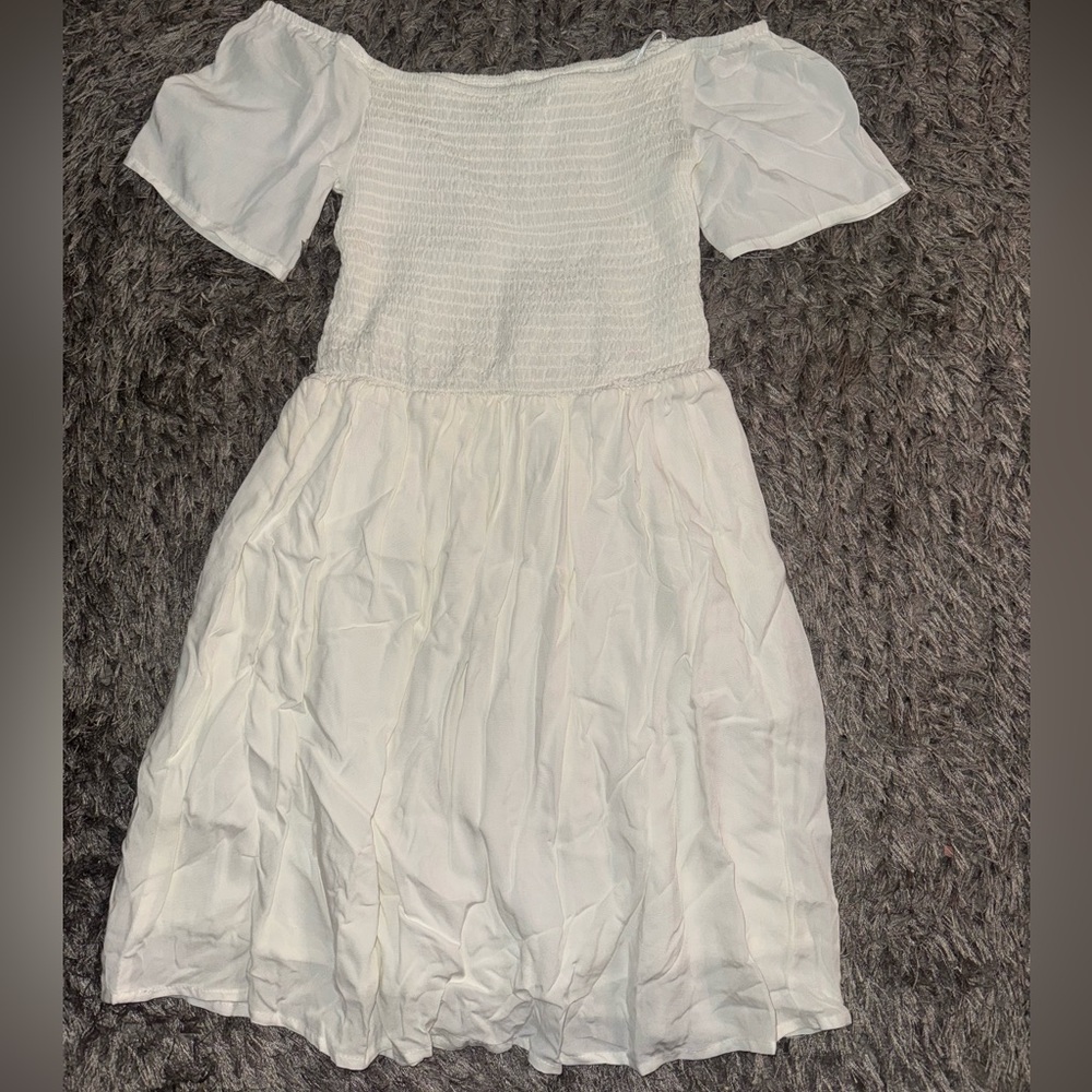 Streetwear Society Textured Off the Shoulder Short White dress